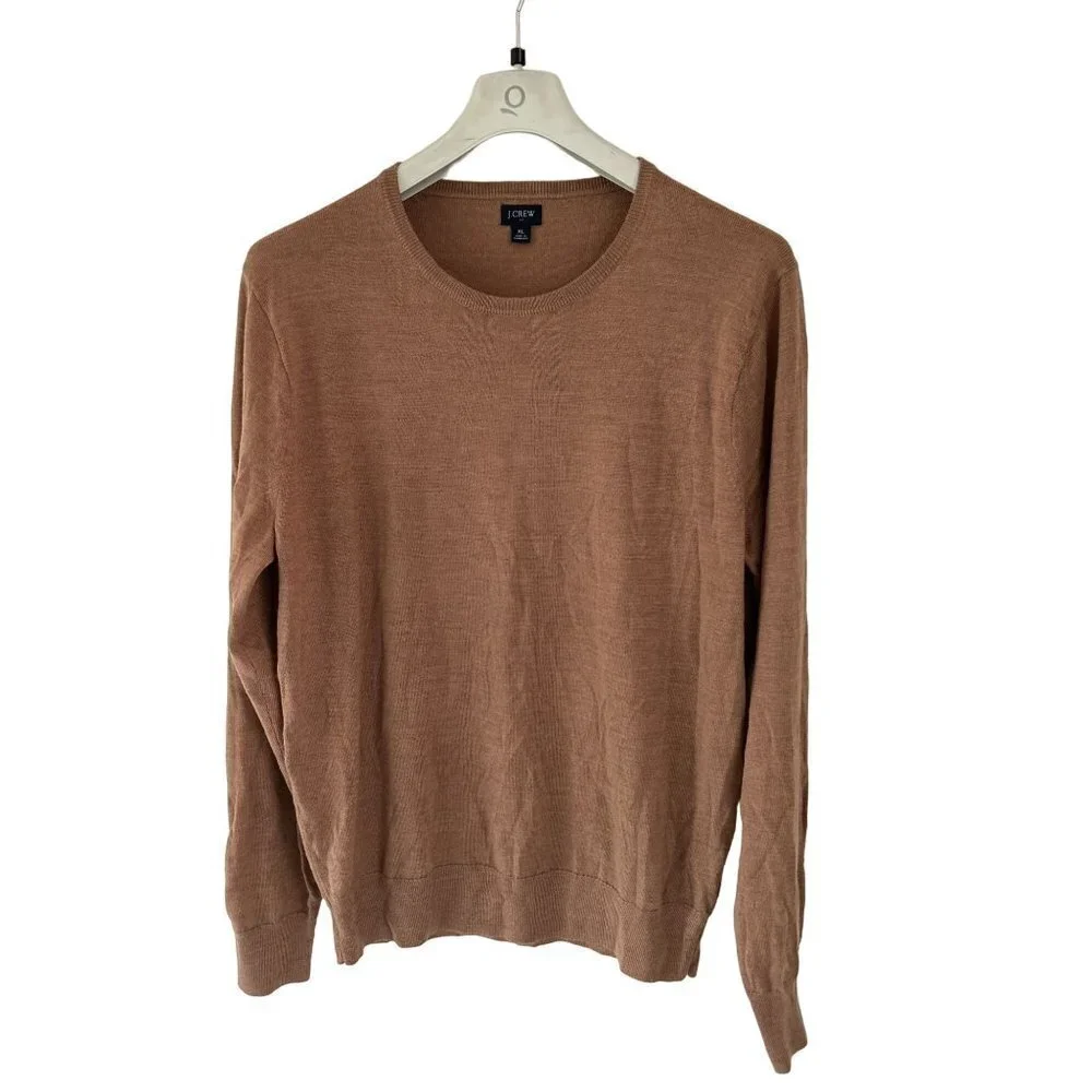 J.CREW Crewneck Pullover Wool Blend Beige Coffee color Sweater Size  XLarge